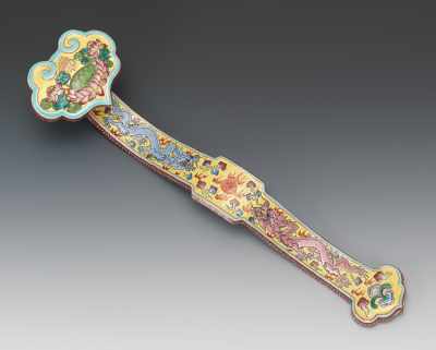 Appraisal: Chinese Porcelain Ruyi Scepter Colorfully decorated on a yellow ground