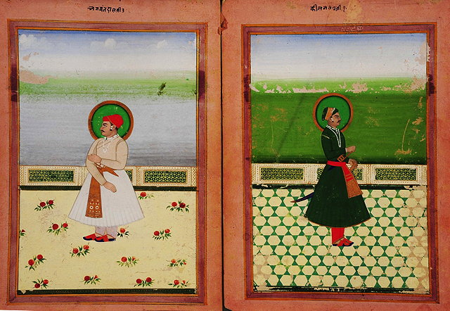 Appraisal: A PAIR OF TH CENTURY INDIAN MINIATURES each of noblemen