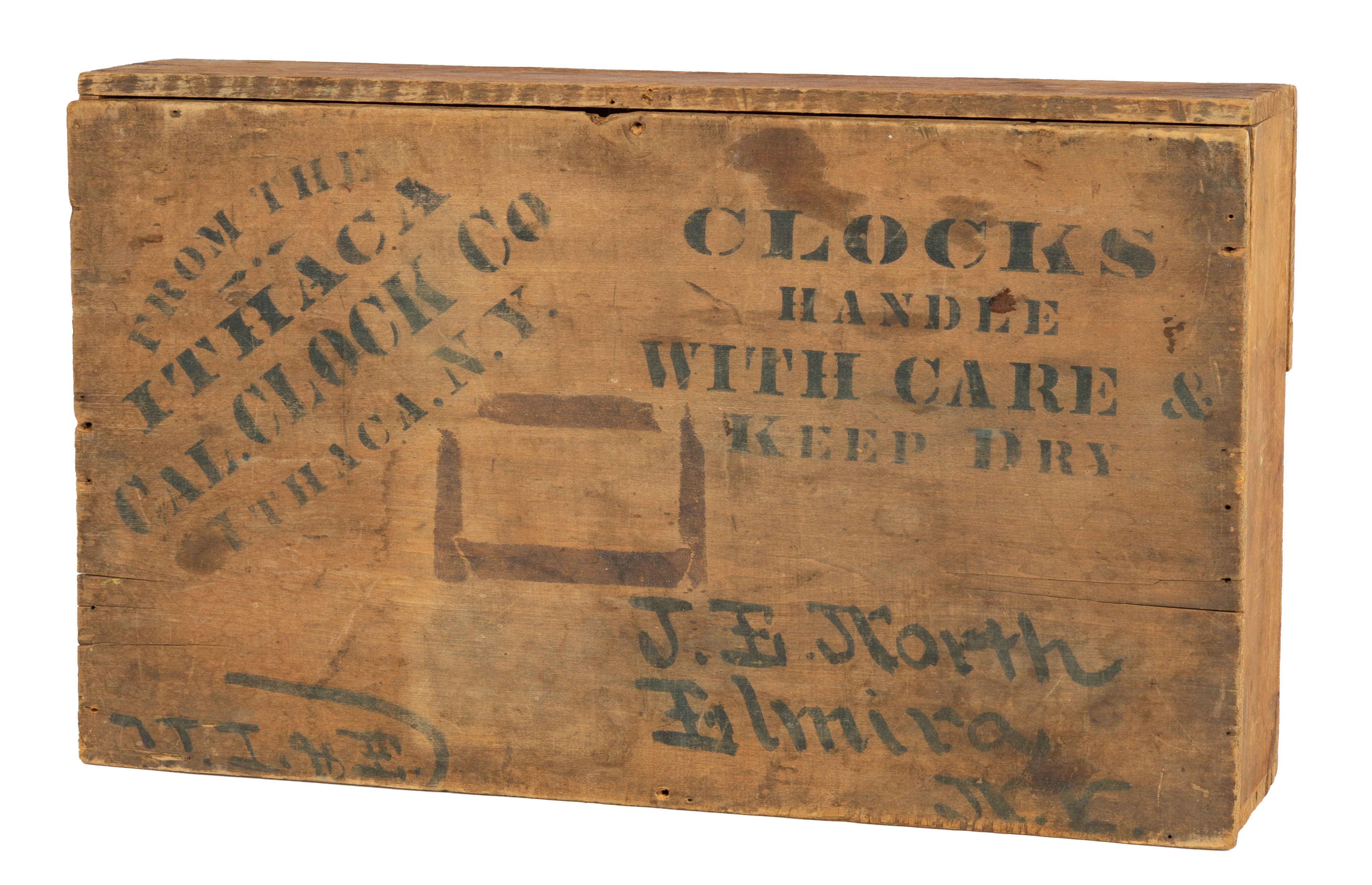 Appraisal: ITHACA CLOCK COMPANY ORIGINAL WOODEN SHIPPING CRATE Ithaca Clock Company