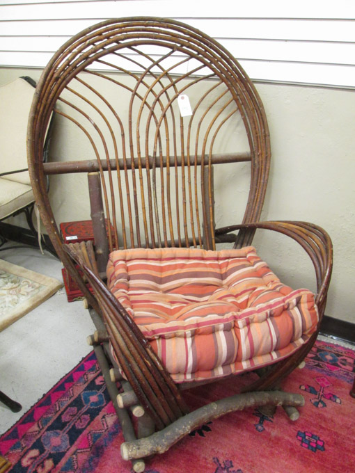 Appraisal: RUSTIC ADIRONDACK BENT WILLOW TWIG ARMCHAIR American th century with