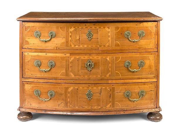 Appraisal: A Louis XV Provincial oak and inlaid fruitwood bowfront commode