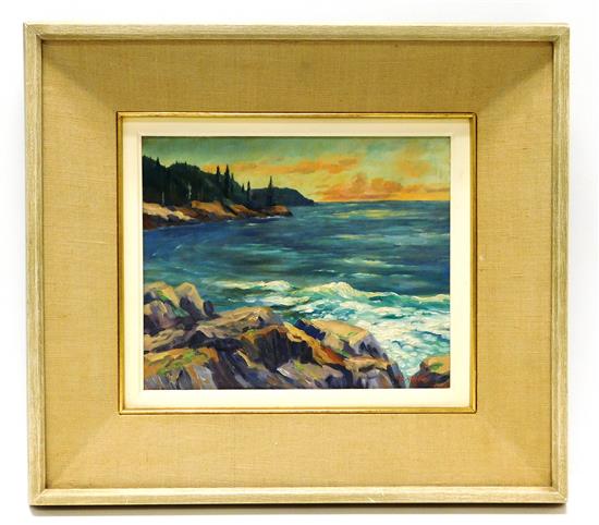 Appraisal: Reginald Llewellyn Harvey Canadian - oil on panel coastal seascape