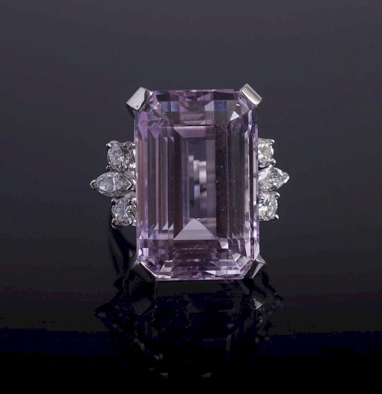 Appraisal: ct Kunzite Diamond k RIng Large ct Kunzite k white