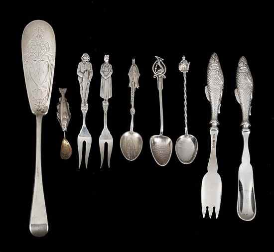 Appraisal: A collection of silver and silver coloured fish related flatware