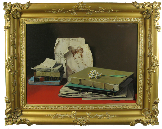 Appraisal: PIERO ANTONELLI oil on panel still life with books photograph