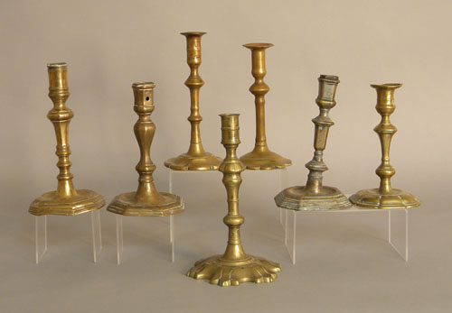 Appraisal: Seven th c brass candlesticks