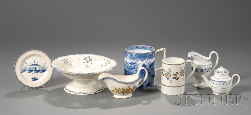 Appraisal: Seven Pearlware Pottery Items England late th early th century