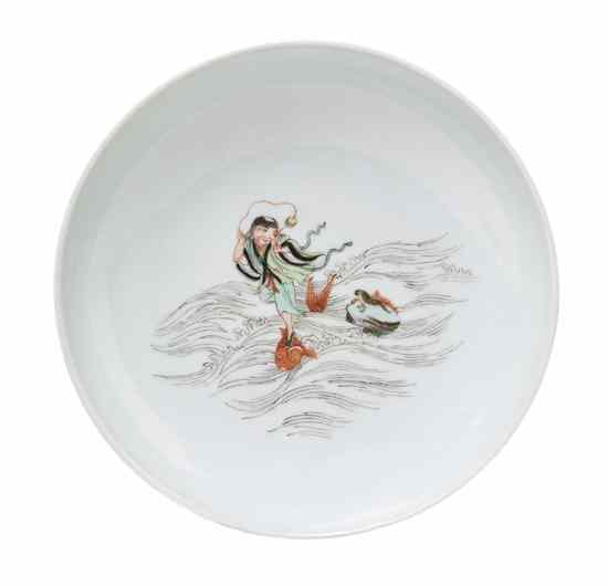 Appraisal: A Chinese Green Glazed and Enameled Dish Yongzheng mark and