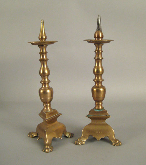 Appraisal: Pair of Dutch bell metal pricket sticks th c with