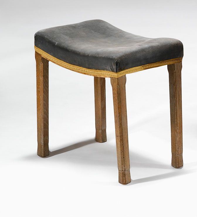 Appraisal: Elizabeth II limed oak coronation stool The upholstered seat raised