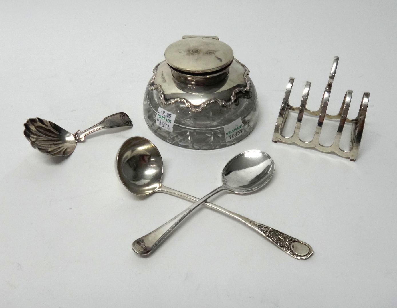 Appraisal: Silver and silver mounted wares comprising a fiddle thread and