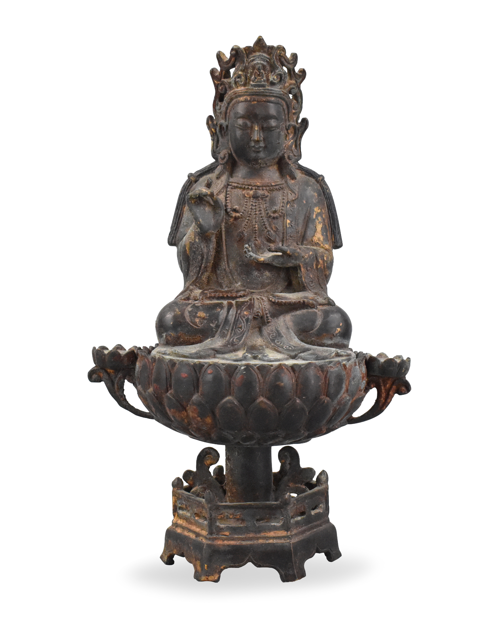 Appraisal: A Chinese gilt bronze guanyin figure dating from the Ming