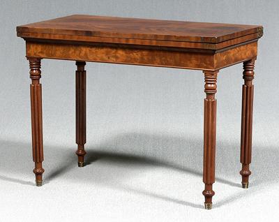 Appraisal: Maryland classical games table highly figured mahogany veneers with poplar