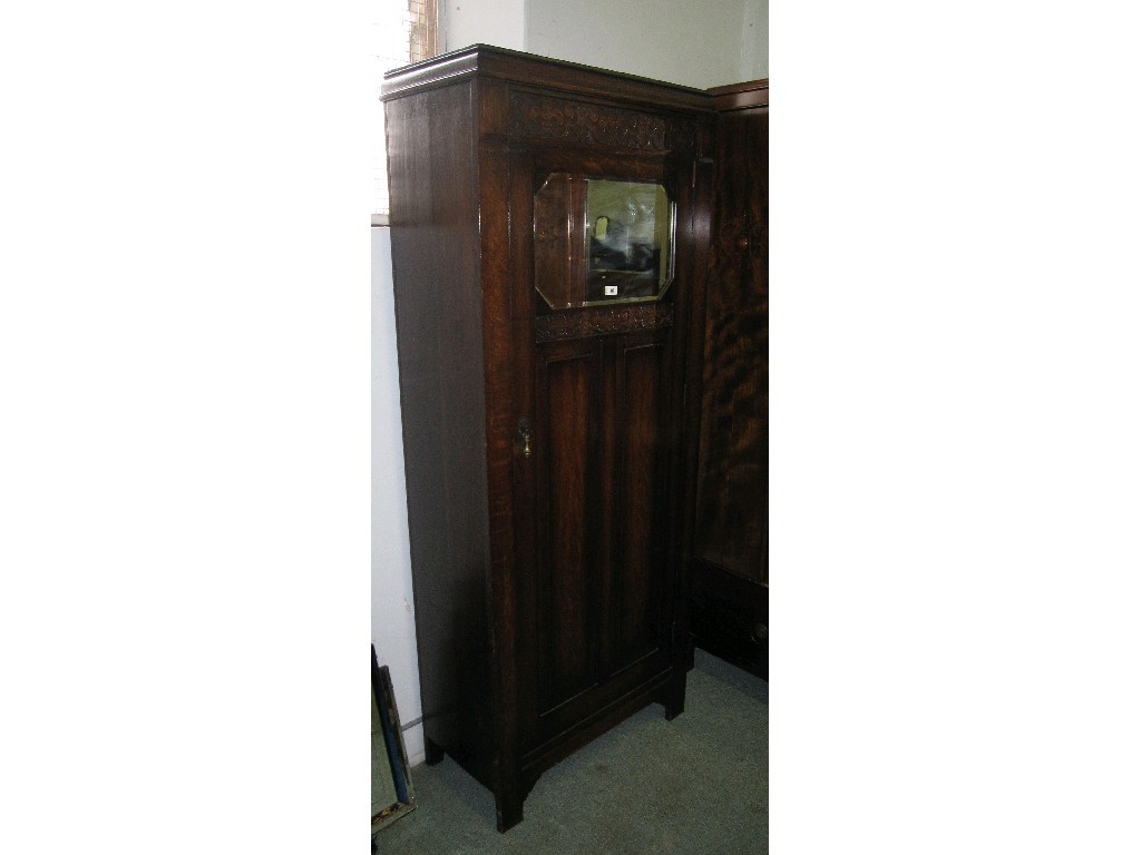 Appraisal: Oak mirror door hall robe