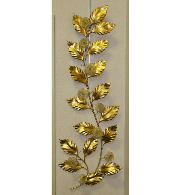 Appraisal: Italian gilt metal floral branch wall hanging The flower heads