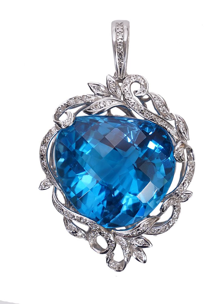 Appraisal: Loudon Blue Topaz Diamond and K WG Enhancer Large contemporary