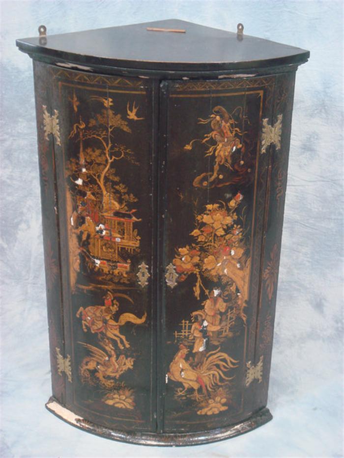 Appraisal: Chinosiere decorated bowfront corner cabinet Estimate -