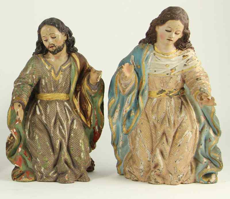 Appraisal: Pair of Spanish Creche Figures th centurythe pair comprised of