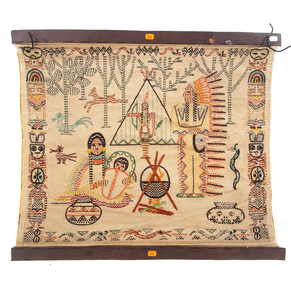 Appraisal: Native American Textile early th century depicting village life with