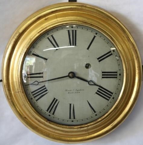 Appraisal: BREWSTER INGRAHAM BRISTOL CT ROUND GALLERYCLOCK IN DIAMETER ORIGINAL BOWED