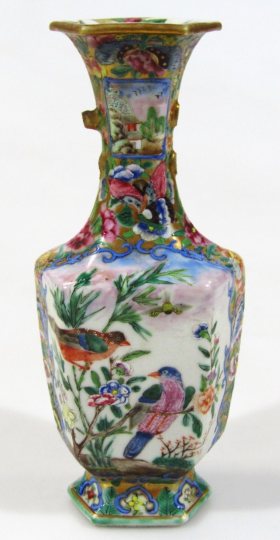 Appraisal: A thC Japanese porcelain vase polychrome decorated with birds and