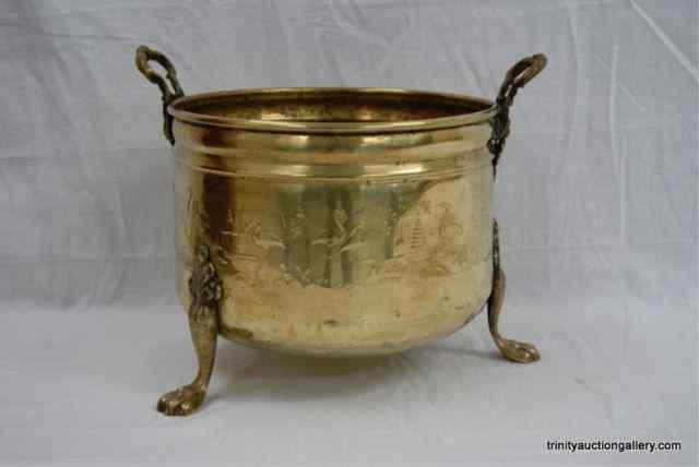 Appraisal: Vintage Copper Bucket w Forged Handles FeetUnmarked is a nice