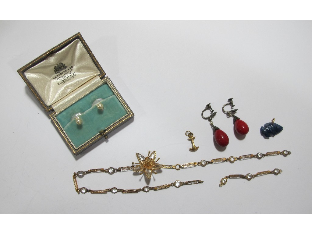 Appraisal: Lot comprising a pair of MOP and pearl buttons gilt