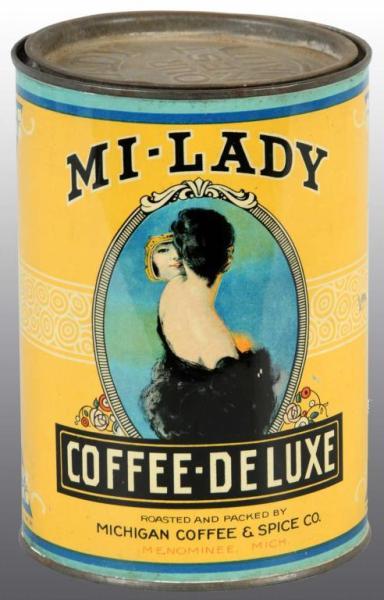 Appraisal: Mi-Lady Coffee Deluxe Tin Description Manufactured by the Michigan Coffee