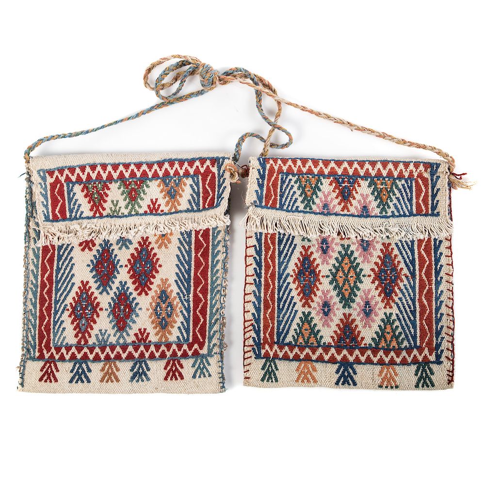 Appraisal: Pair of Turkish Kilim Saddlebags x each hand woven Condition