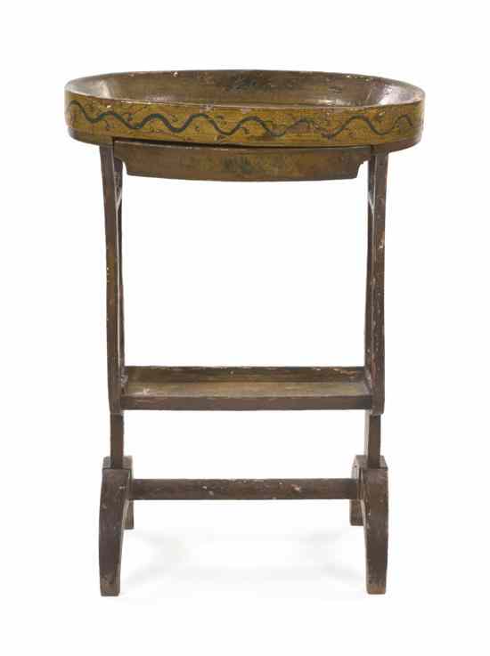 Appraisal: A Venetian Painted Work Table having an oval dished top