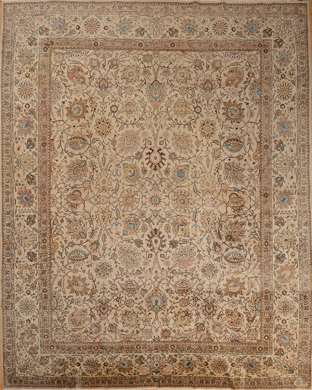 Appraisal: PERSIAN TABRIZ CARPET The pale ground with vinework overlay within