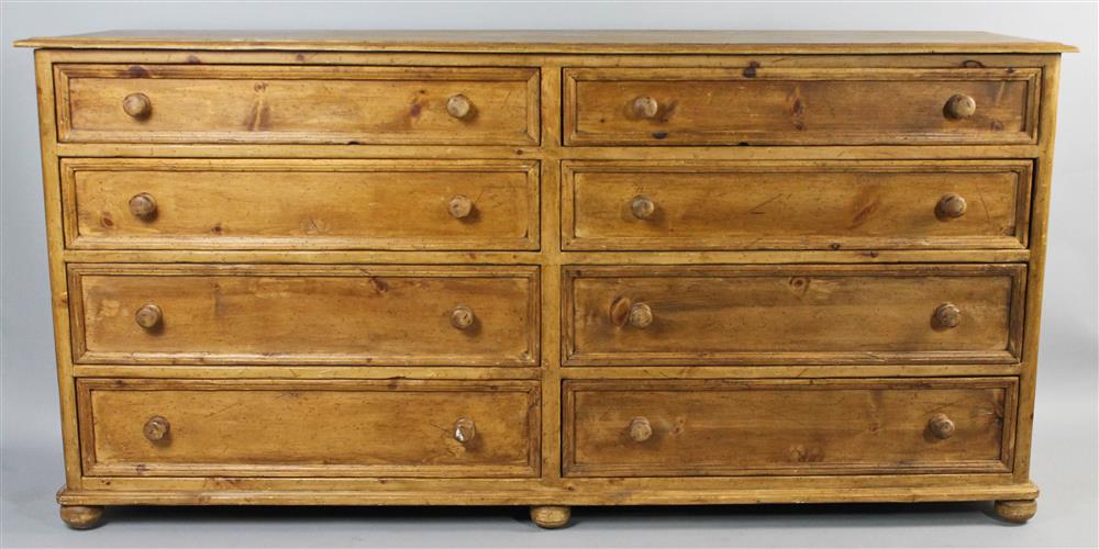 Appraisal: LONG DOUBLE PINE CHEST OF DRAWERS RUSTIC FINISH rectangular top