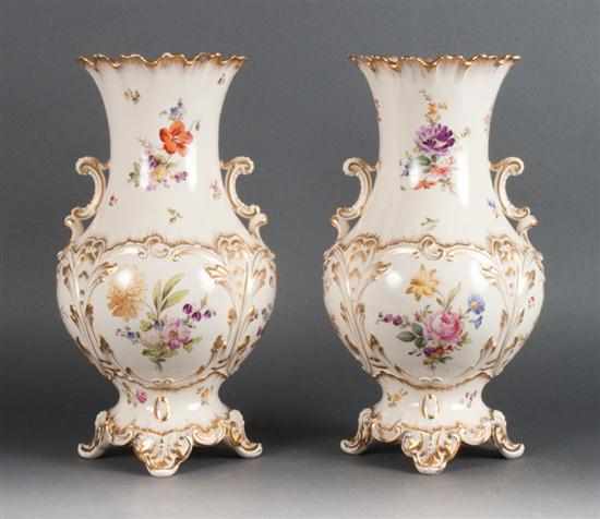 Appraisal: Pair of French floral decorated china vases Estimate - No