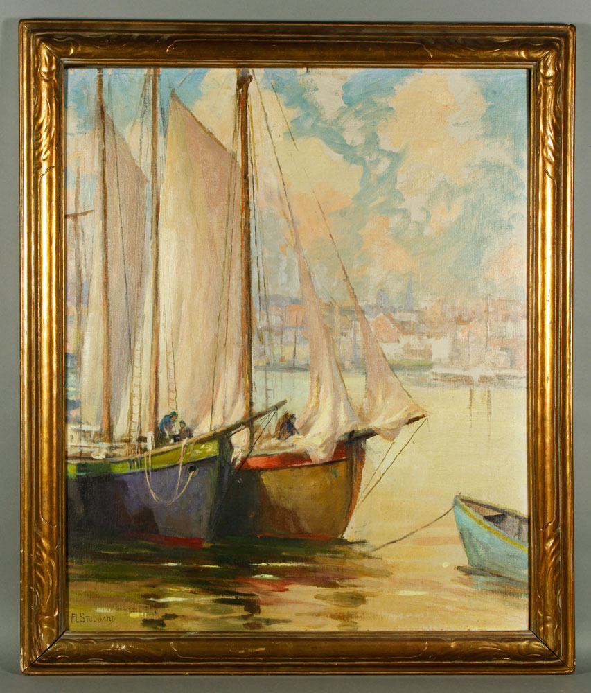 Appraisal: - Stoddard Harbor Scene O B Frederick Lincoln Stoddard -