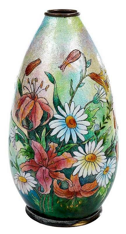 Appraisal: Camille Faure Limoges Enameled Vase Camille Faure French - heavily