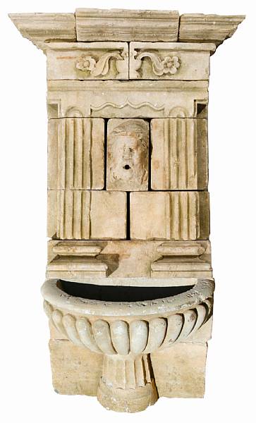 Appraisal: A French Baroque carved limestone fountain early th century The