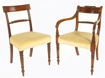 Appraisal: A set of eight late Regency mahogany dining chairs with