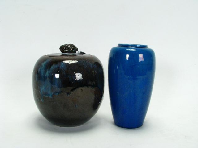 Appraisal: Two Pieces of Oriental Pottery including a '' iridescent blue