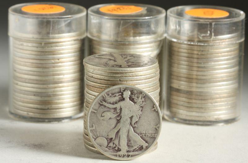 Appraisal: Four Rolls s Walking Liberty Half Dollars mixed dates and