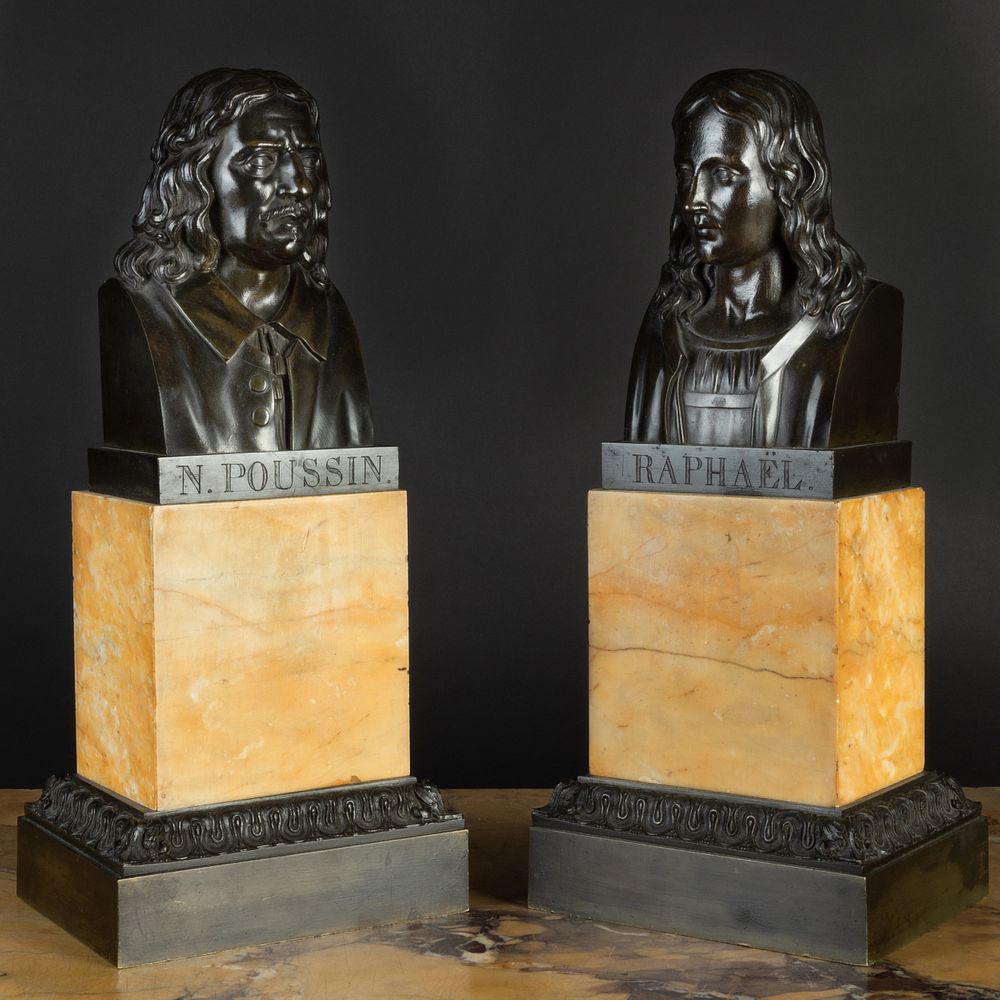 Appraisal: Pair of Louis Philippe Bronze Busts of Poussin and Raphael