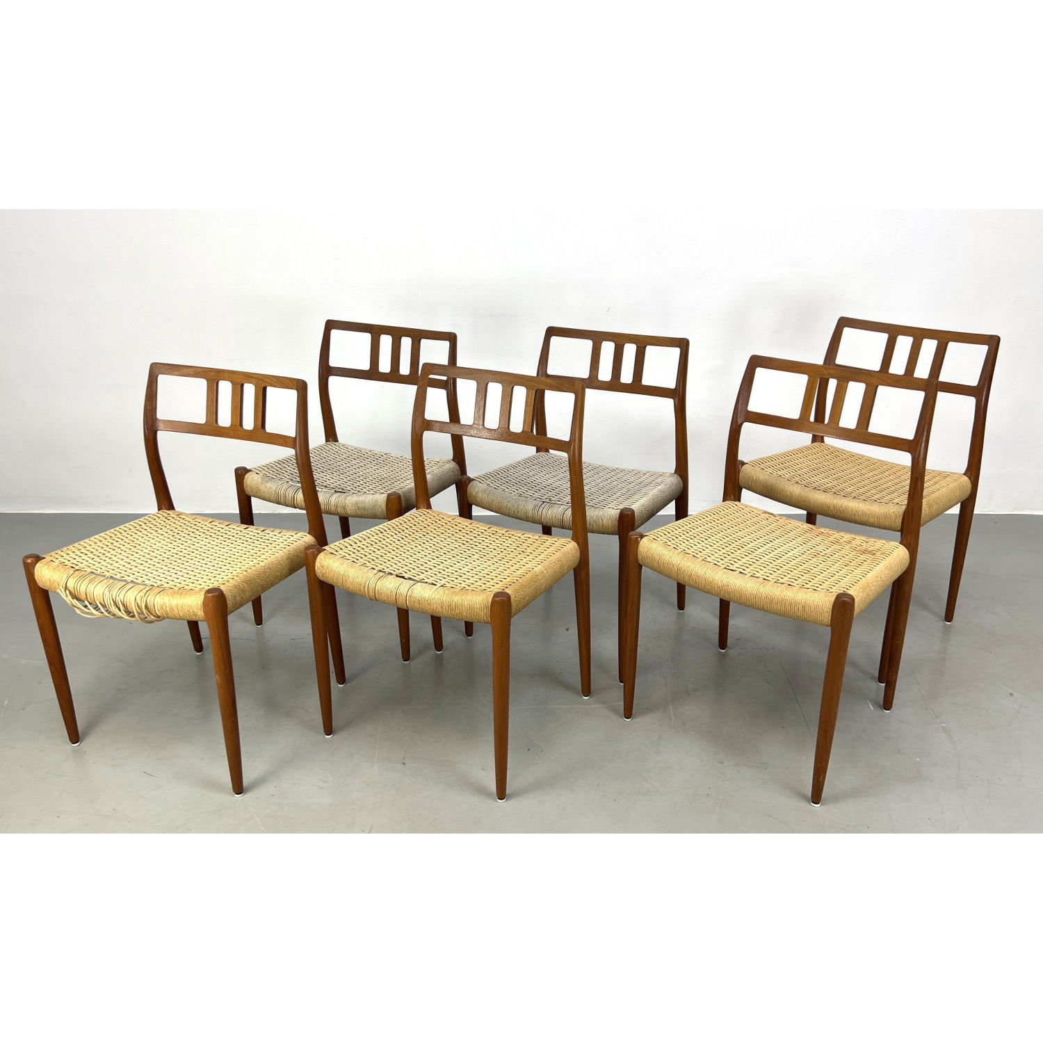 Appraisal: Set J L MOLLER Danish Modern Teak Dining Chairs Three