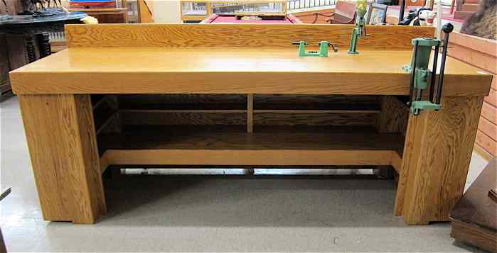 Appraisal: CUSTOM OAK GUNSMITH WORK BENCH having a long rectangular top