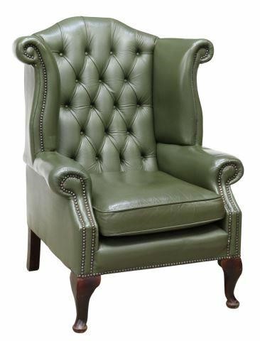 Appraisal: English Queen Anne style wingback armchair late th c in