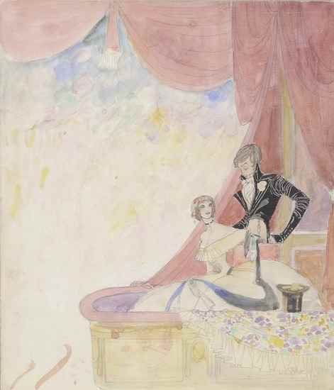 Appraisal: Nielsen Kay Rasmus A couple in a theatre box watercolour