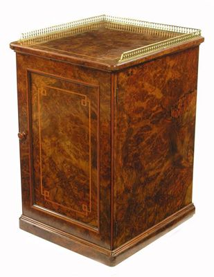 Appraisal: A Victorian burr walnut pedestal safe cabinet by Holland Sons