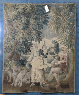 Appraisal: French scenic tapestry th century depicting a courting couple with