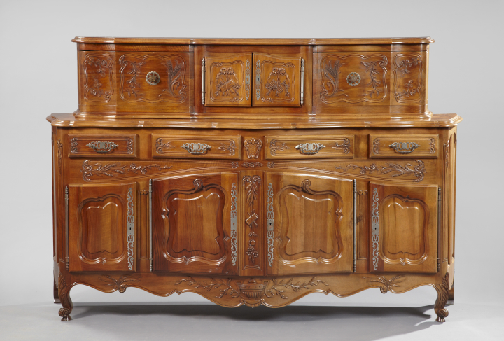 Appraisal: Provincial Louis XV-Style Walnut Buffet a Glissant mid- th century