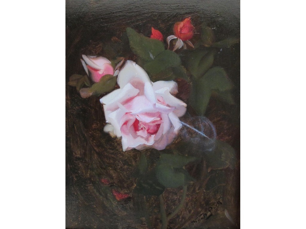 Appraisal: Signed STUART PARK - PINK ROSES Oil on canvas bears