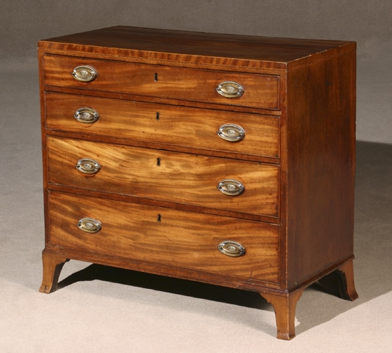 Appraisal: George III Style Ebonized and Satinwood Inlaid Mahogany Chest of