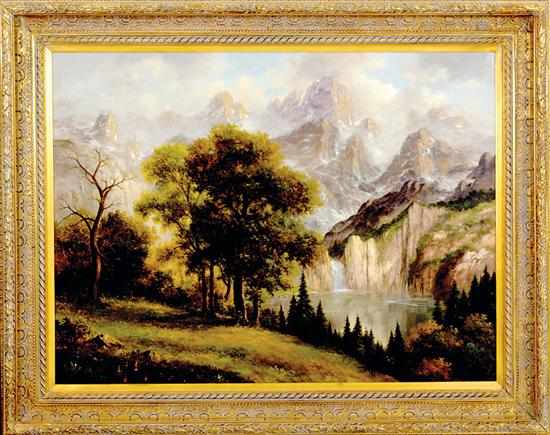 Appraisal: John Pollings American school th century MAJESTIC LANDSCAPE oil on